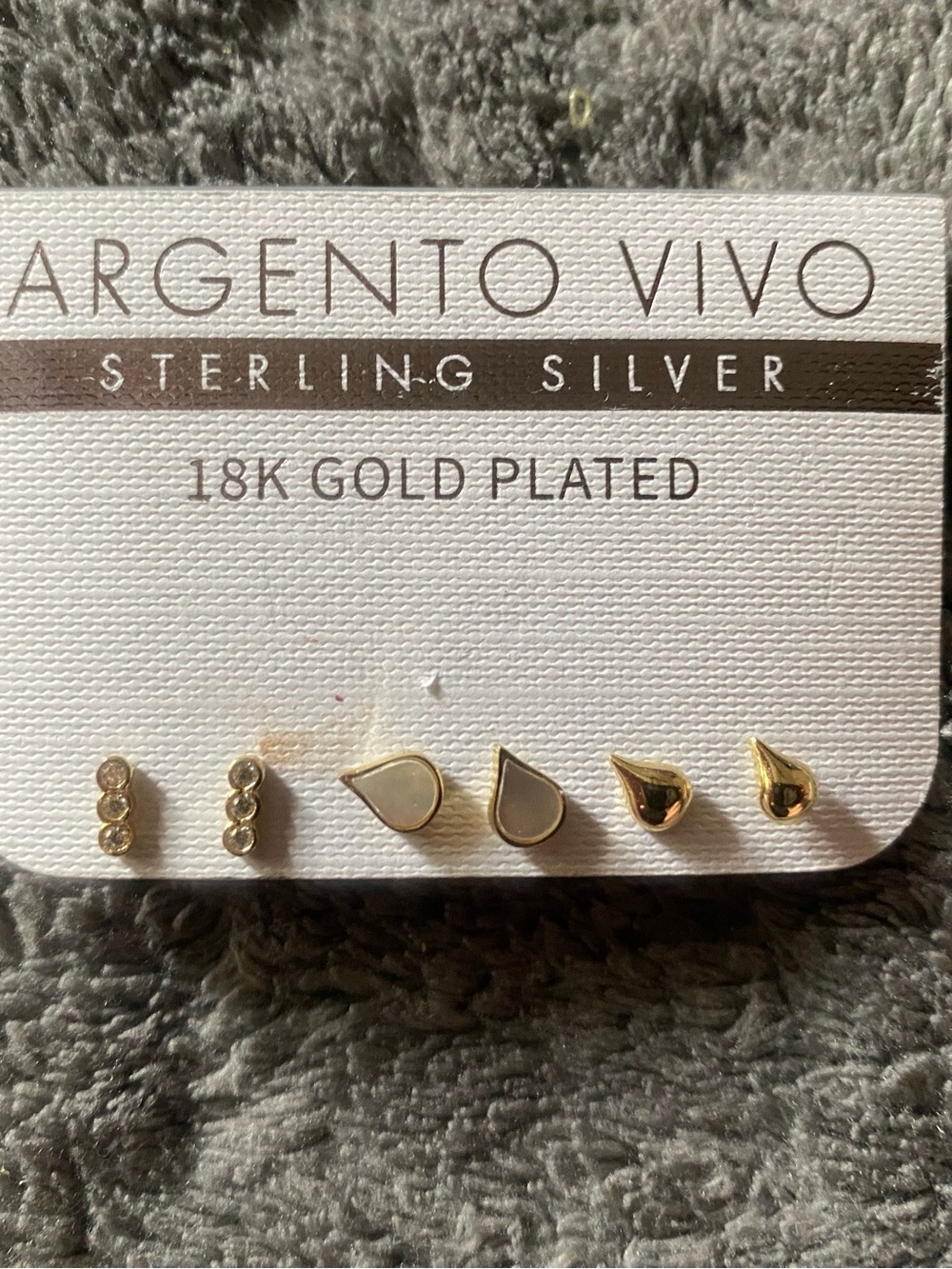 Argento Vivo Gold & White Teardrop and Triple-Stud Earring Set
